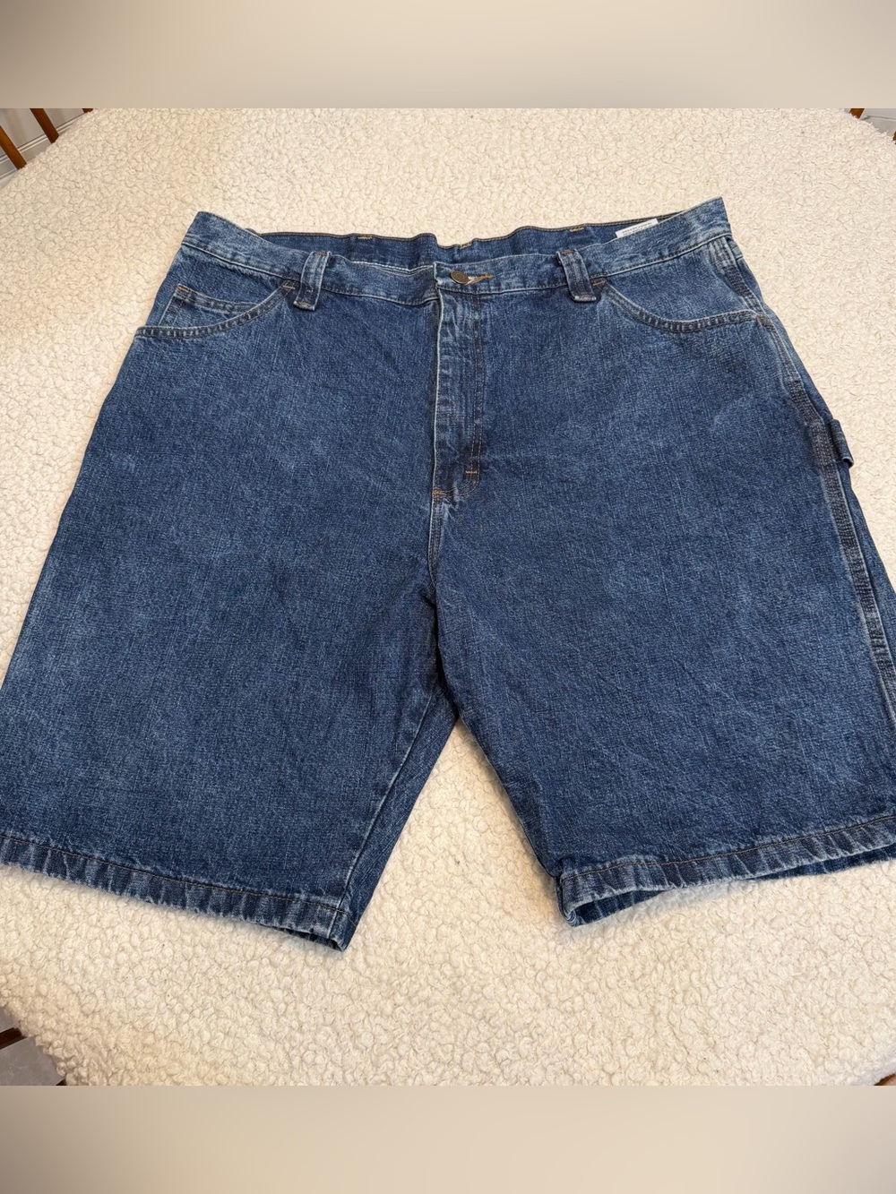 Wrangler Mens Carpenter Denim Shorts Blue Medium Wash Size 40